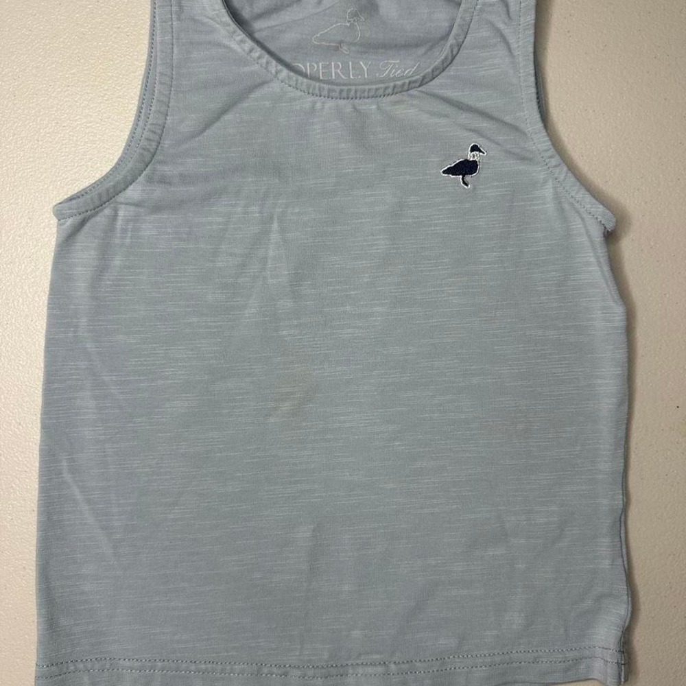 Properly Tied Kids Tank Top Blue Gray Slub Knit Mallard Duck Logo Size 2T
